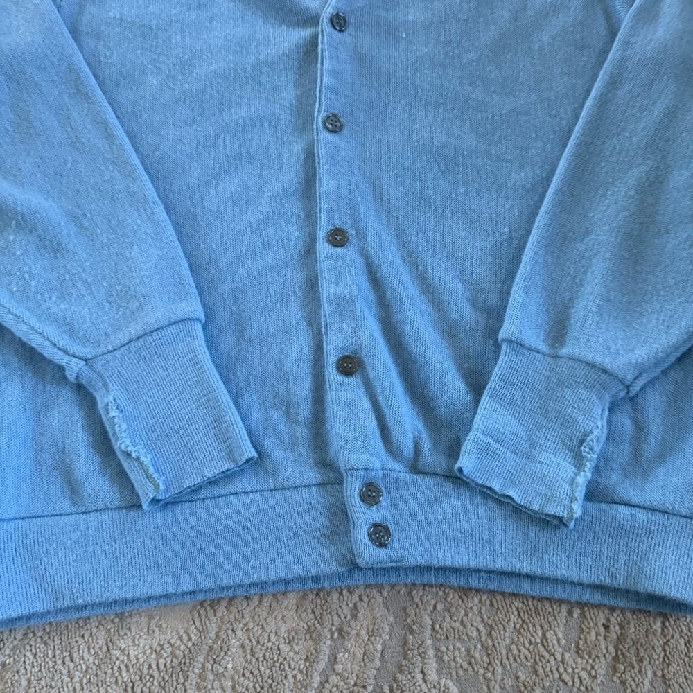 Vintage Cardigan sweater Steeplechase Blue button front horse embroidery XL - Picture 4 of 8